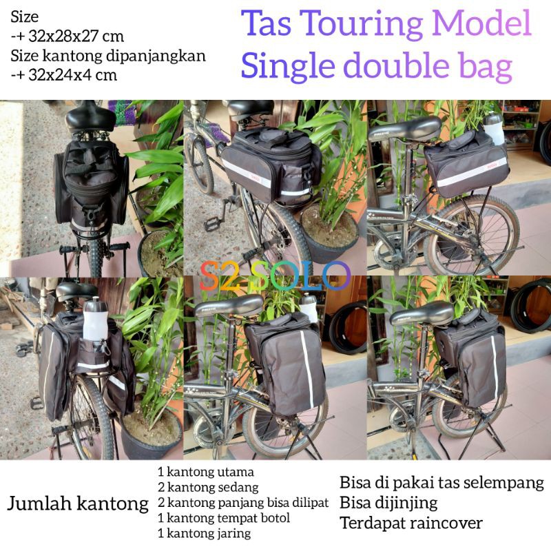 Tas sepeda touring rak pannier belakang
