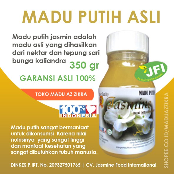 

MADU PUTIH Asli Murni Jasmine Bunga Kaliandra 350 gr