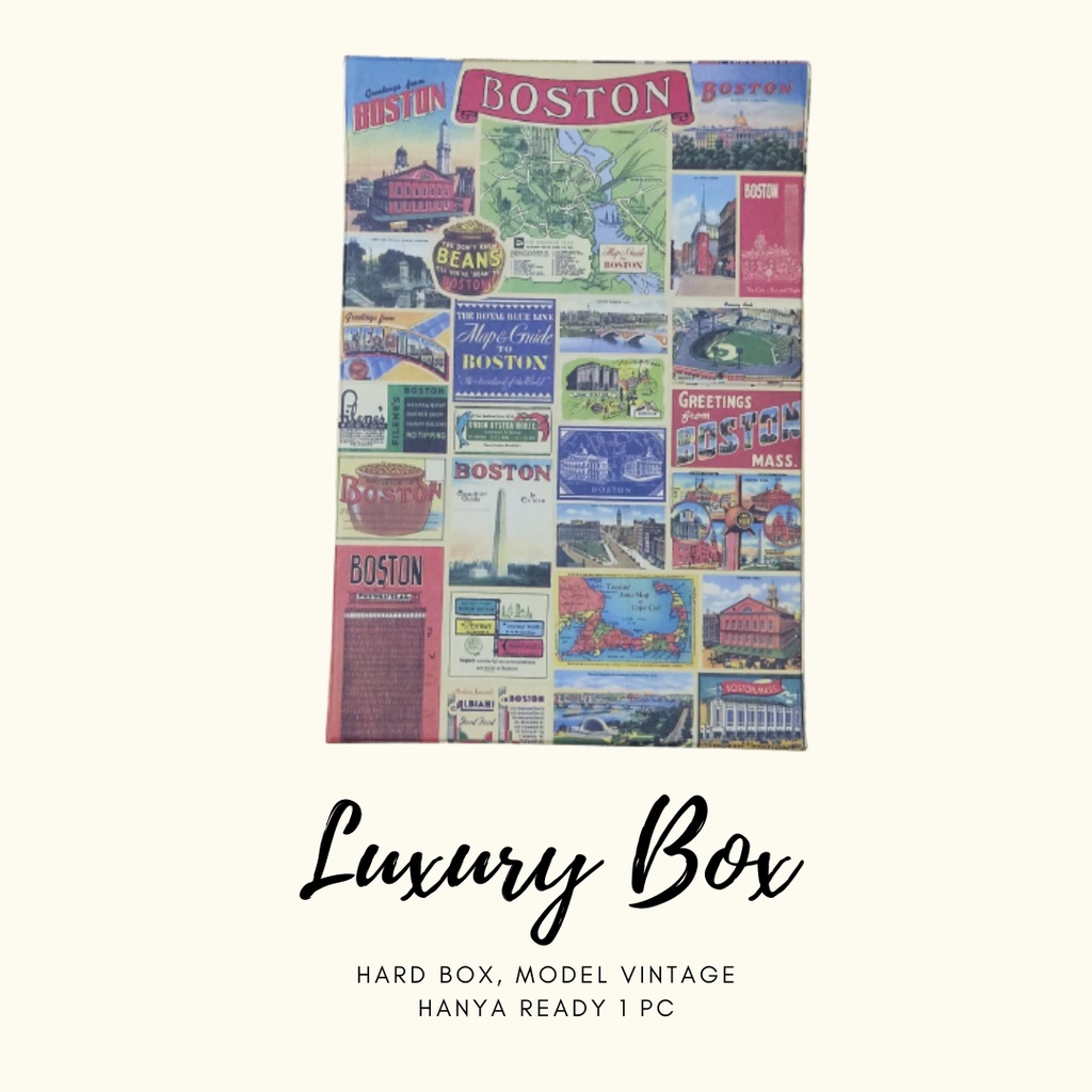 

Kotak Kado / Gift Box / Hard Box Luxury Vintage Boston Ukuran 21x14x4 cm