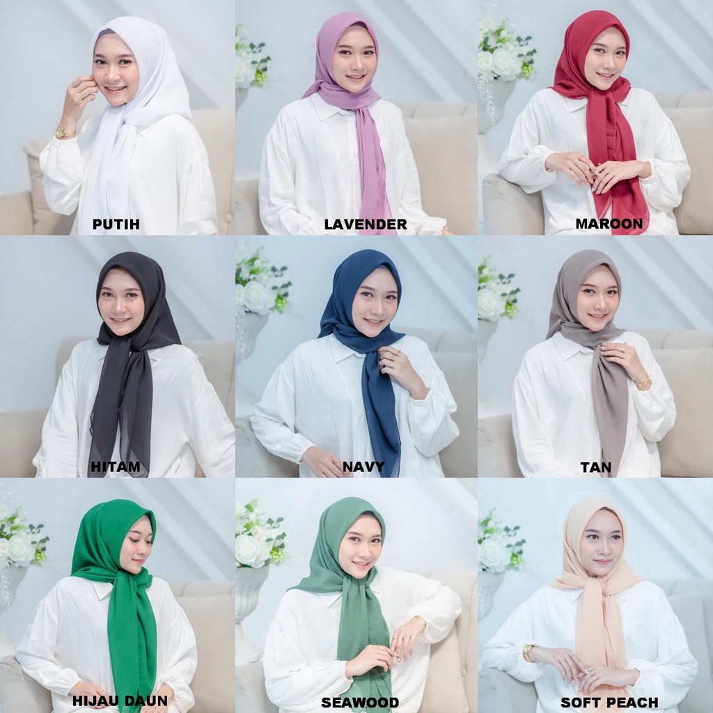 Hijab Segi Empat Polycotton Bella Square Premium Tepi Jahit