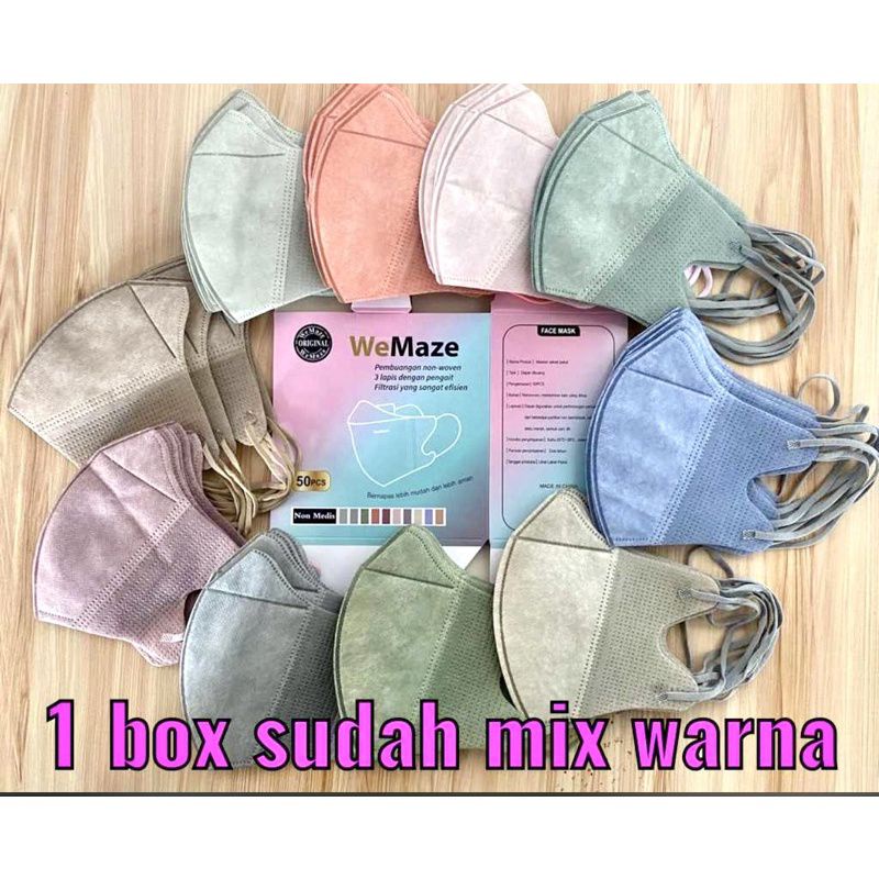 Duckbill we mask mix warna l putih | hitam |  isi 50 + box