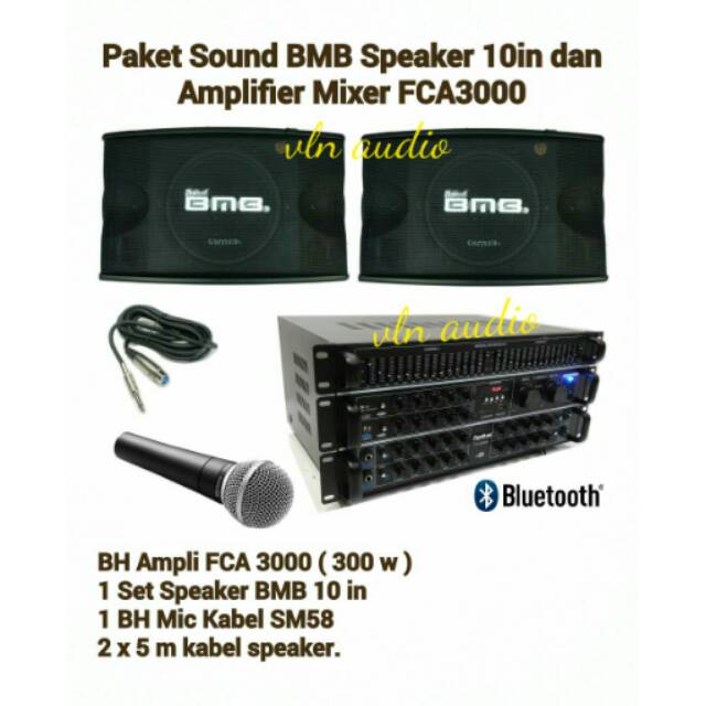 Paket karaoke speaker BMB 10IN + ampli FCA 3000