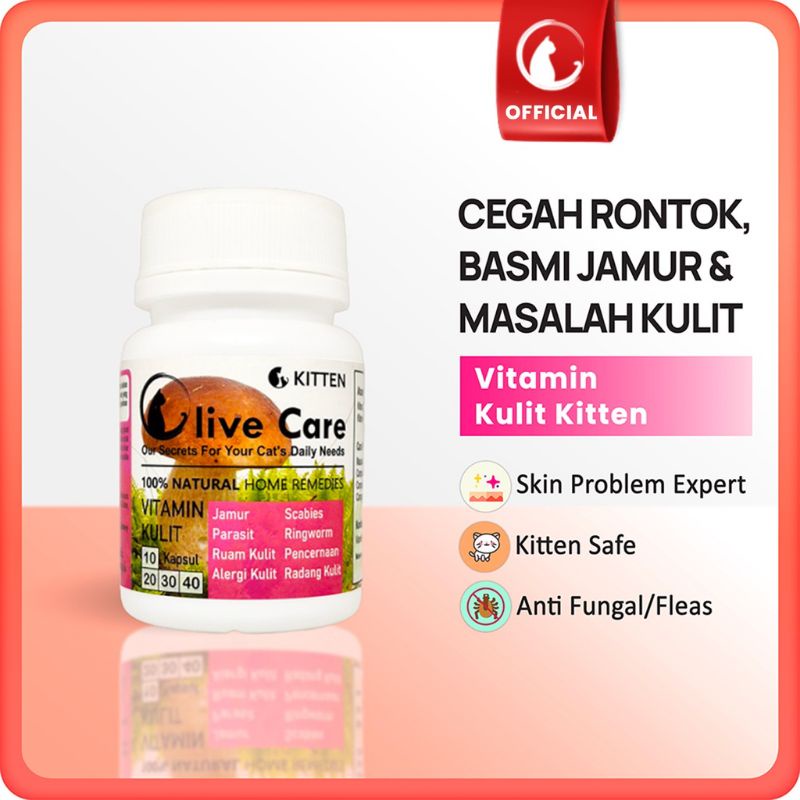 Olive Care Ecer Vitamin Kucing Masalah Kulit Kitten Atasi Bulu Rontok, Basmi Jamur Scabies, Infeksi dan Masalah Kulit Lain