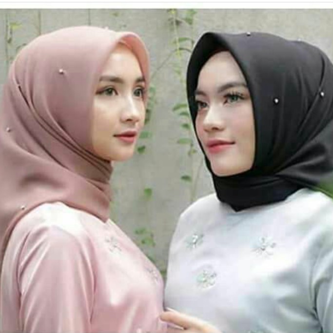 Segiempat Pearl mutiara katun voal Saudia rawis swaroski segi empat khimar hijab jilbab tudung