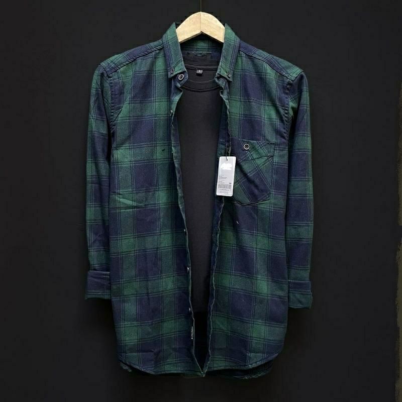 0Kemeja Flanel Impor Pria Kualitas Premium Lengan Panjang Unisex Hem Flannel Baju Flanel