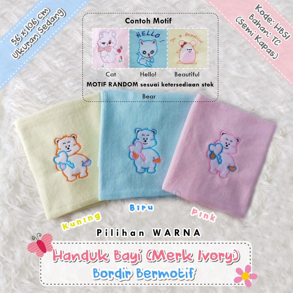 Handuk Bayi Newborn Handuk IVORY BORDIR - Handuk Bayi Murah