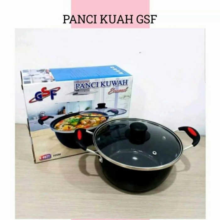 PANCI KUAH GSF 24CM 2405/ PANCI ENAMEL TUTUP KACA GSF22CM / PANCI KUAH ENAMEL