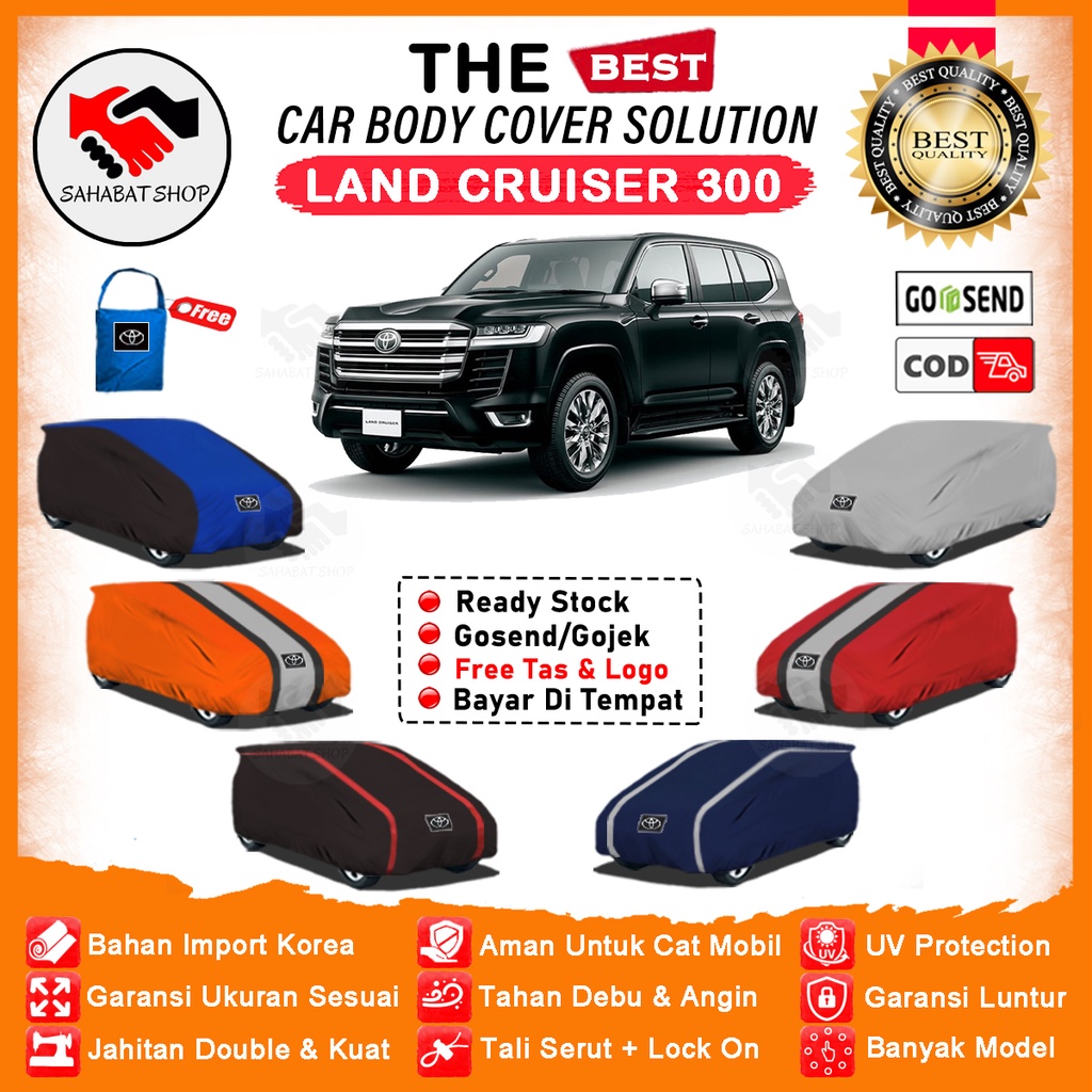 Sahabat Body Cover Mobil Land Cruiser / Sarung Penutup Toyota Land Cruiser 300 Outdoor / Selimut Mantel Tutup Pelindung Kerudung Jas Mantol Kelambu Kerodong Bungkus Tutupan Terpal Pembungkus Mobil Land Cruiser Waterproof Anti Air Model Orange