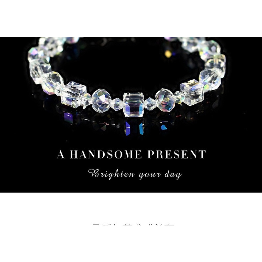 Fashion Gelang Batu Kristal Kubus Bersinar Perhiasan Bracelet Mewah Yang Indah, Hadiah Natal-5