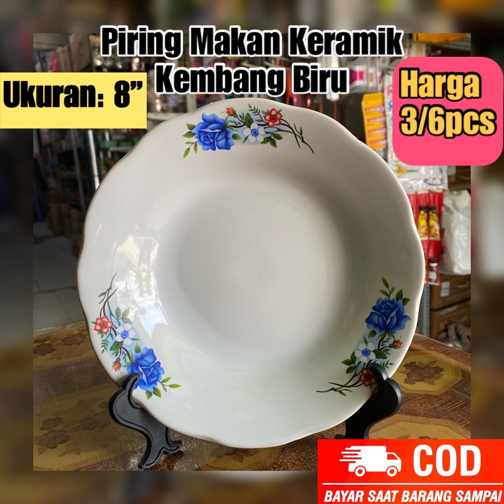 Piring Makan Besar Keramik 20cm Piring Keramik Motif Lusinan