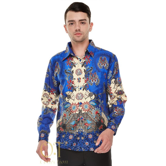 batik pandawa benhur OT kemeja pria batik velvet biru tua