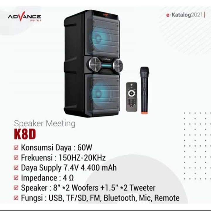 Speaker Portable Meeting Bluetooth 8&quot; K 8D ADVANCE +Mic+Remote