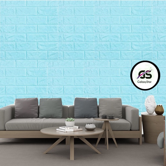 OK Wallpaper Foam 3D Bata Warna Biru Muda Premium Wallpaper Sticker Wallpaper Foam Bata Stiker