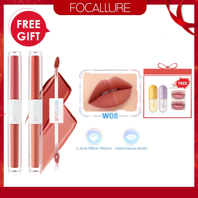 FOCALLURE Ultralight Intense Color Dual Stick 2 In 1 Liquid Matte Misty Velvet Non-cracking Anti-transfer