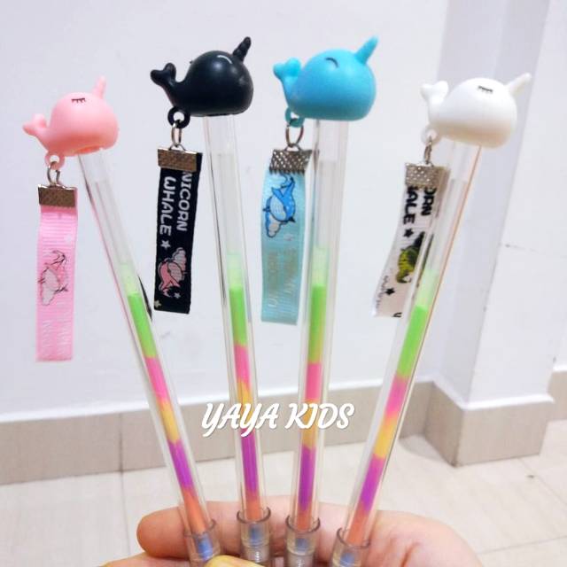 

Pena Rainbow Warna Warni Unicorn Whale Gantungan Tali