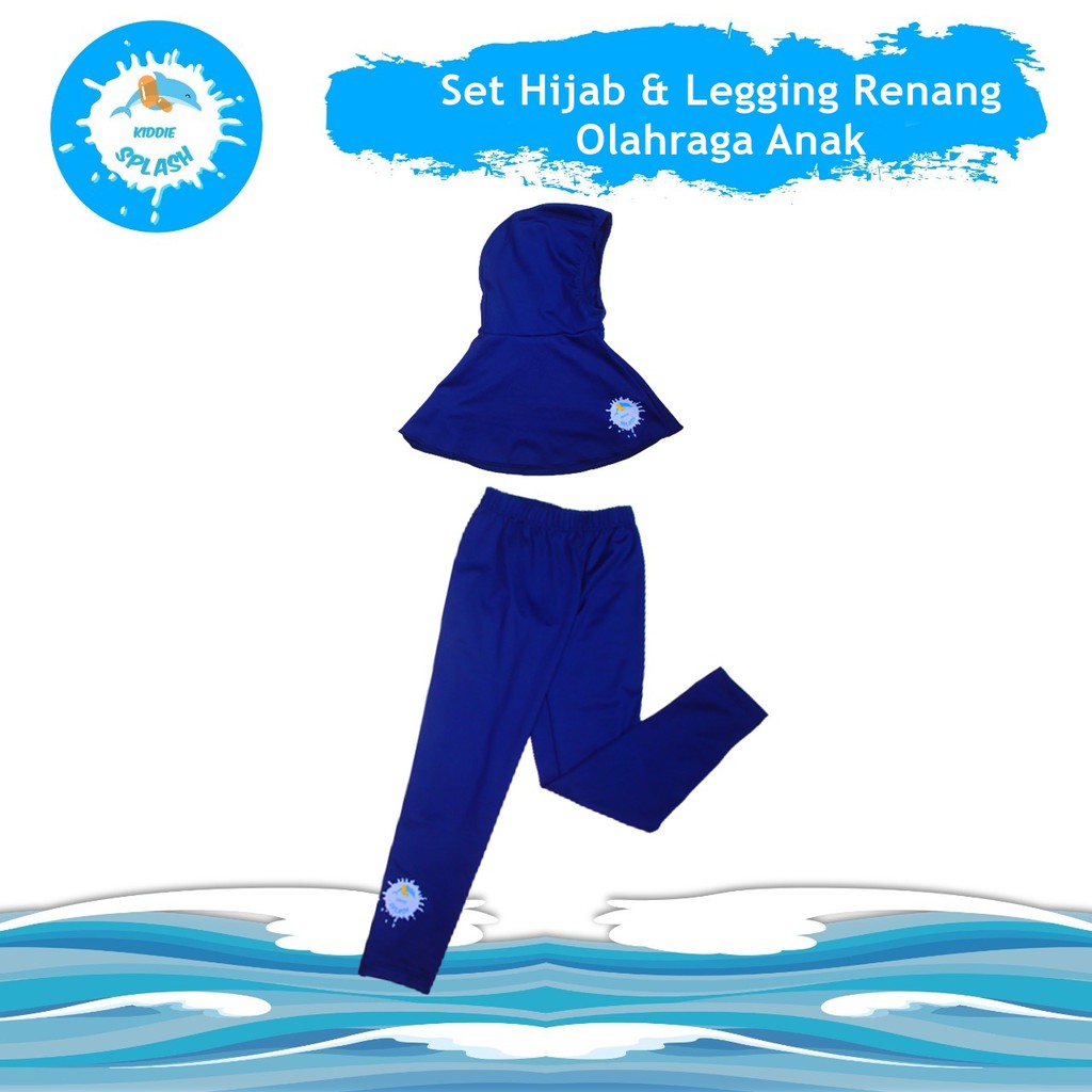 Set Hijab & Legging Renang | Sport | Olahraga | Gym Anak Bahan UV Protection - KIDDIE SPLASH