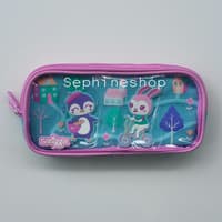Smiggle dizzy see thru pencil case - Biru Muda
