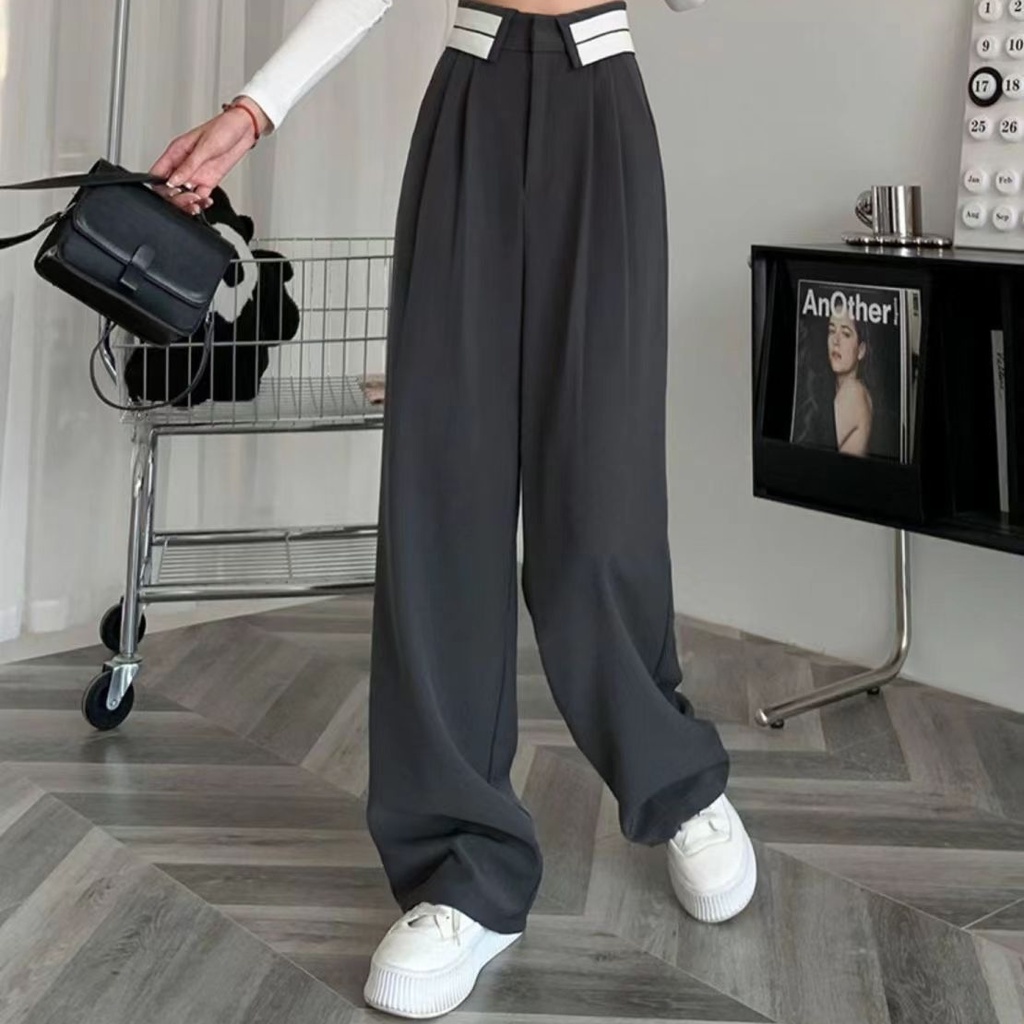 Celana Kerja Wanita Kantor Hitam Highwaist Pants Korean Style Celana Kaki Lebar