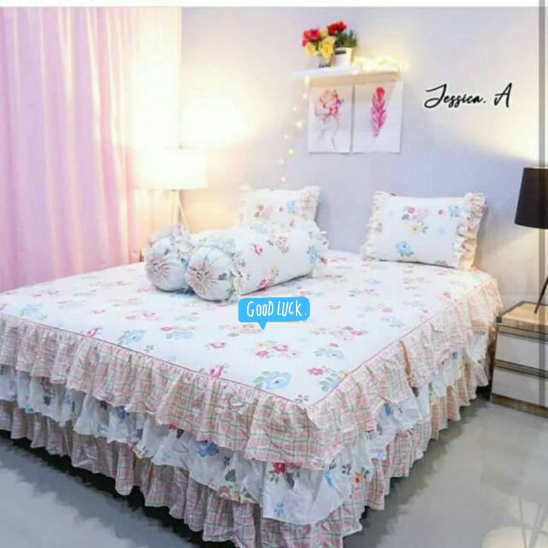 Sprei Rumbai Susun 3 Katun Lokal Motif Jessica By  Katun Esra