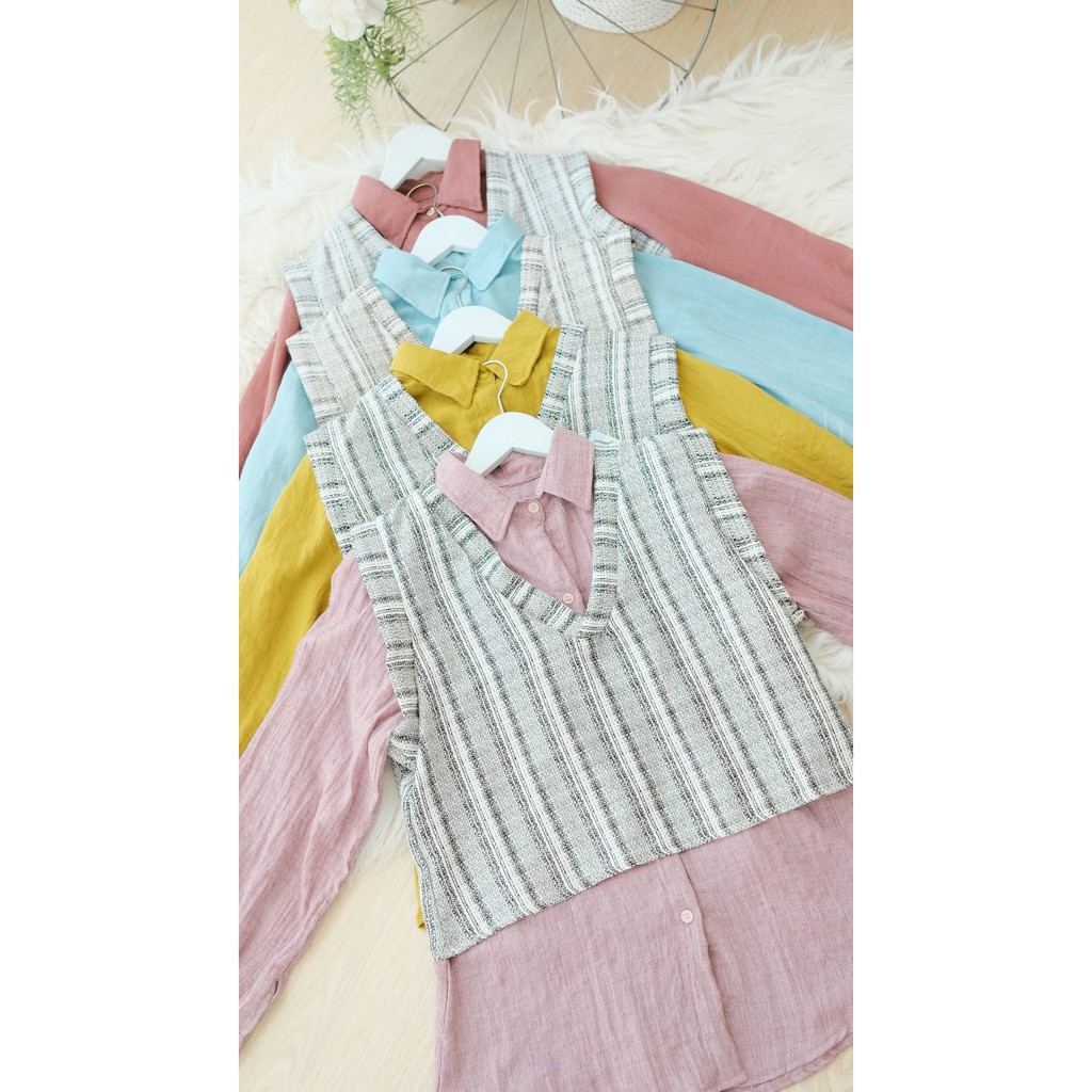 [COD] Jivana 2in1 - OWLY - BAJU ATASAN BLOUSE WANITA KOREA IMPORT LENGAN PANJANG TERBARU