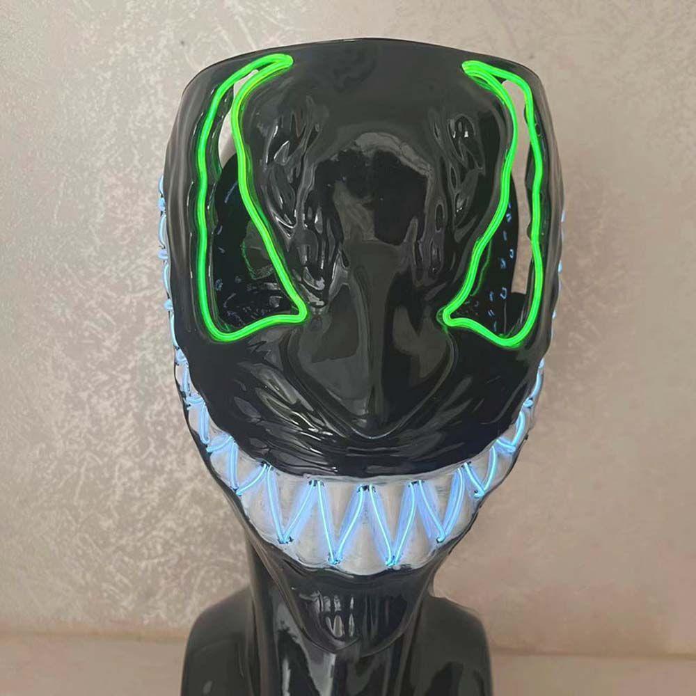 Lanfy Glowing Venom Mask Lampu LED Multicolour Lucu Luminous Mask Neon LED Mask LED Topeng Props Topeng Halloween Topeng Pesta Full Face Props