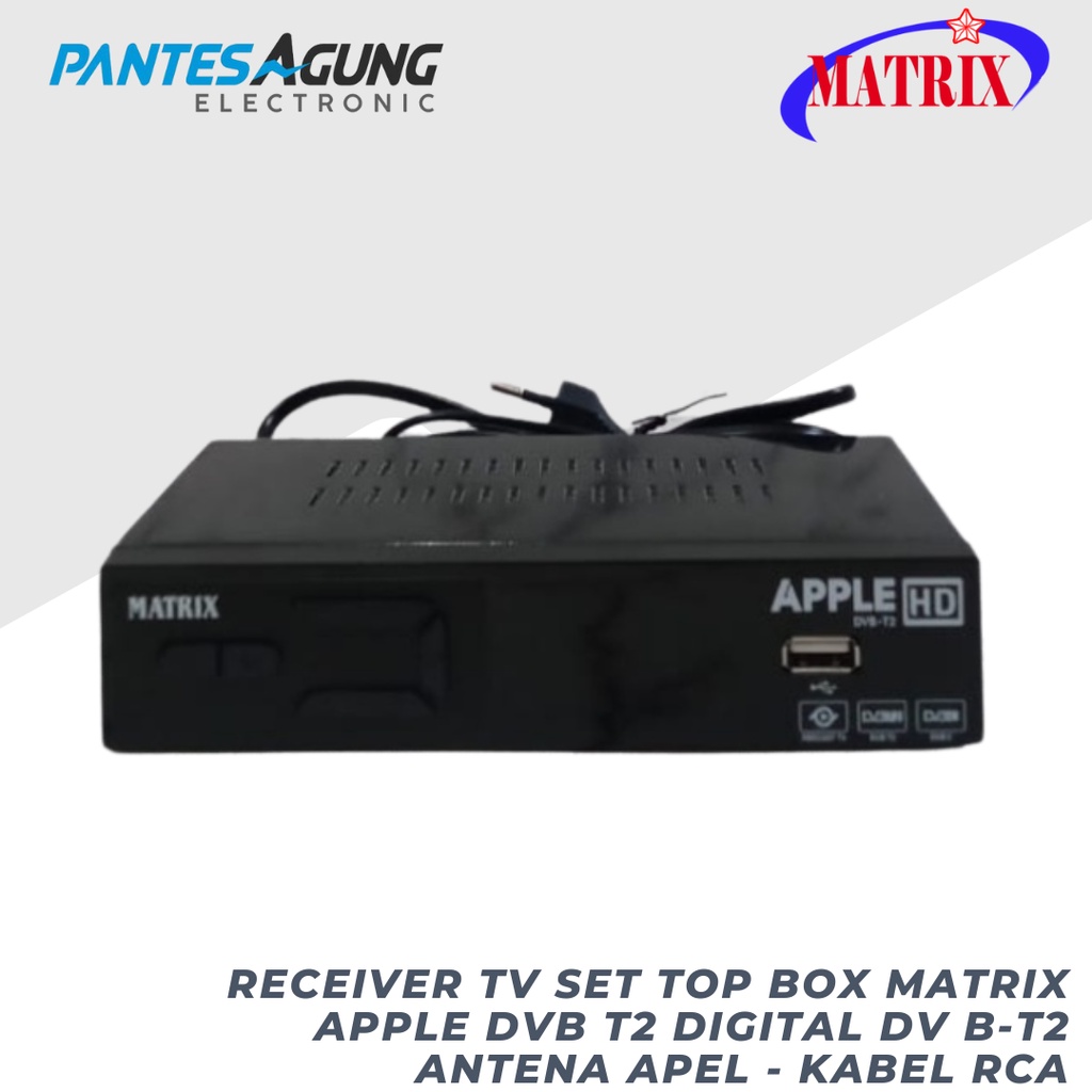 Receiver TV Set Top Box Matrix Apple DVB T2 Digital DV B-T2 Antena apel - Kabel RCA