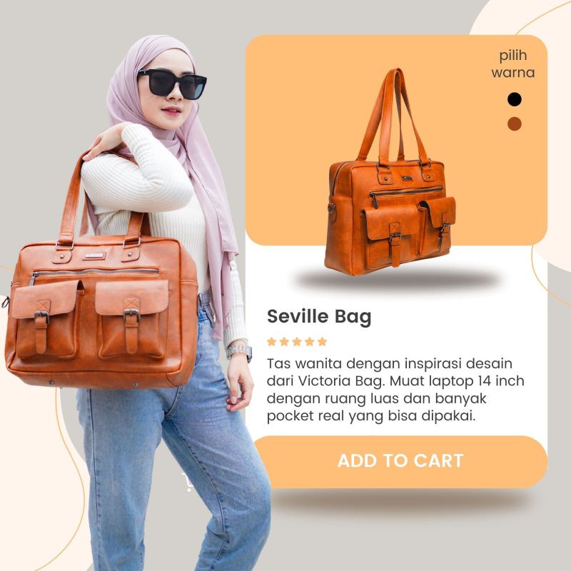 SEVILLE Bag by Manjua. Tas Kerja, Tas Kuliah, Muat Laptop 14 inch. Tas Laptop, Ukuran Besar.