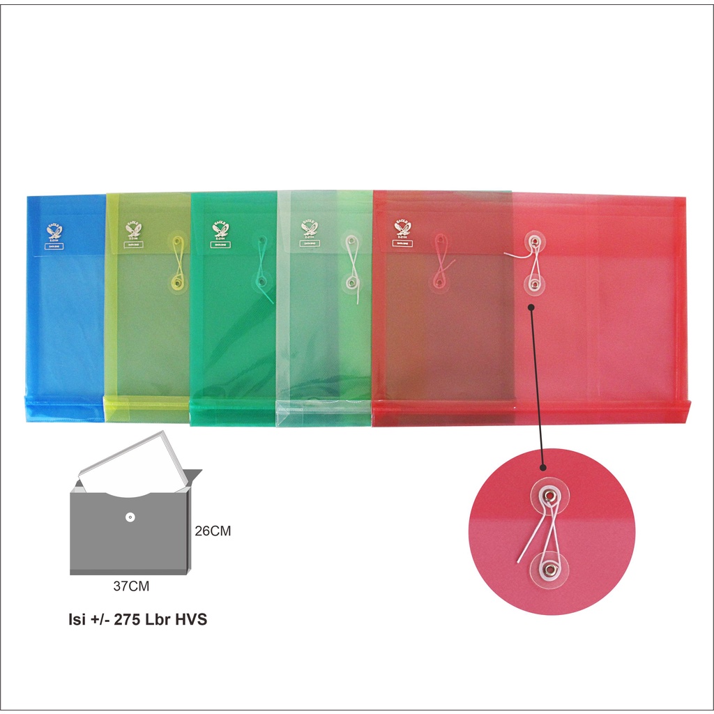 

Map Plastik Tali / Data Bag / Document Bag Horizontal EAGLE Folio Isi 6 Pcs
