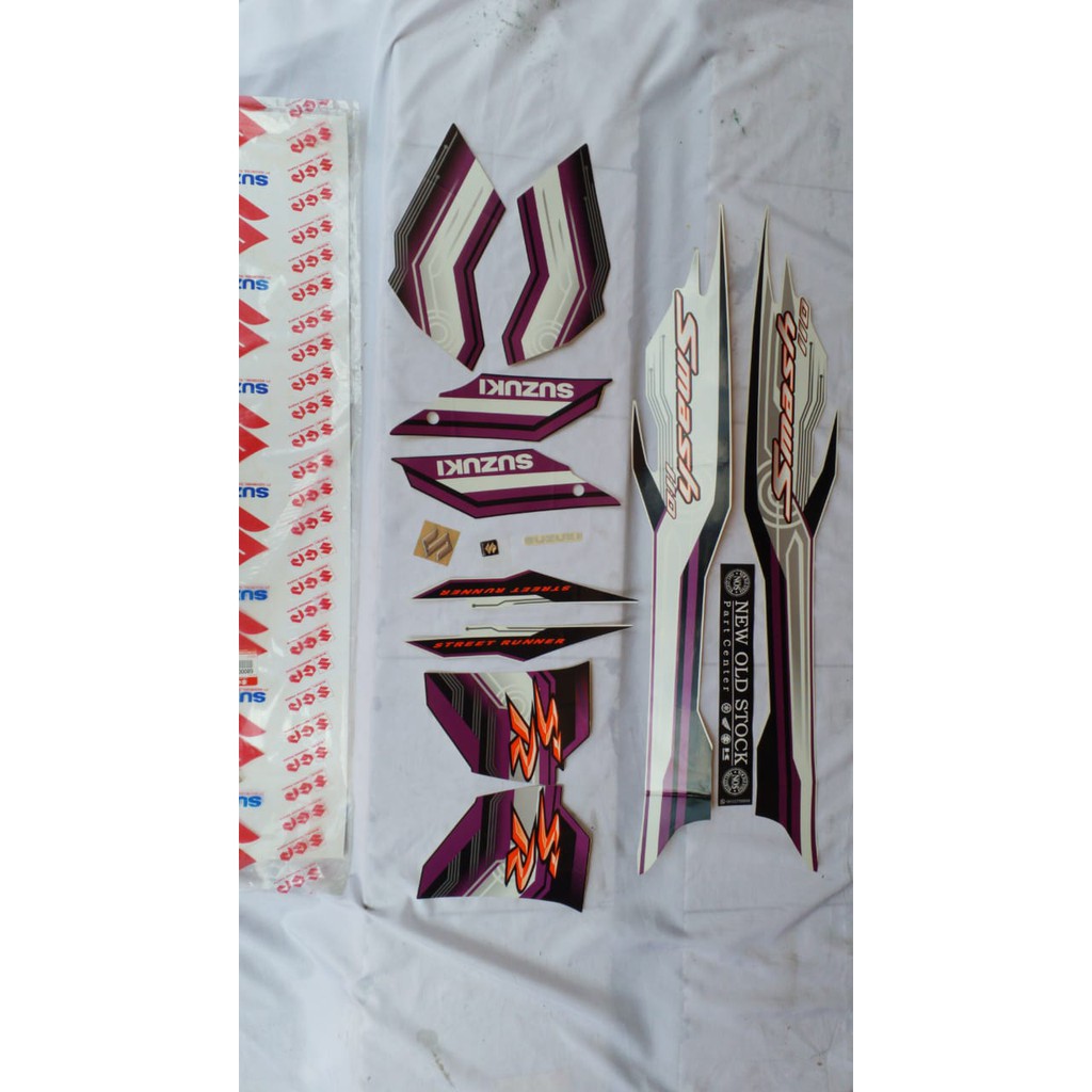 STRIPING STICKER SUZUKI SMASH SR PUTIH UNGU ORIGINAL SGP