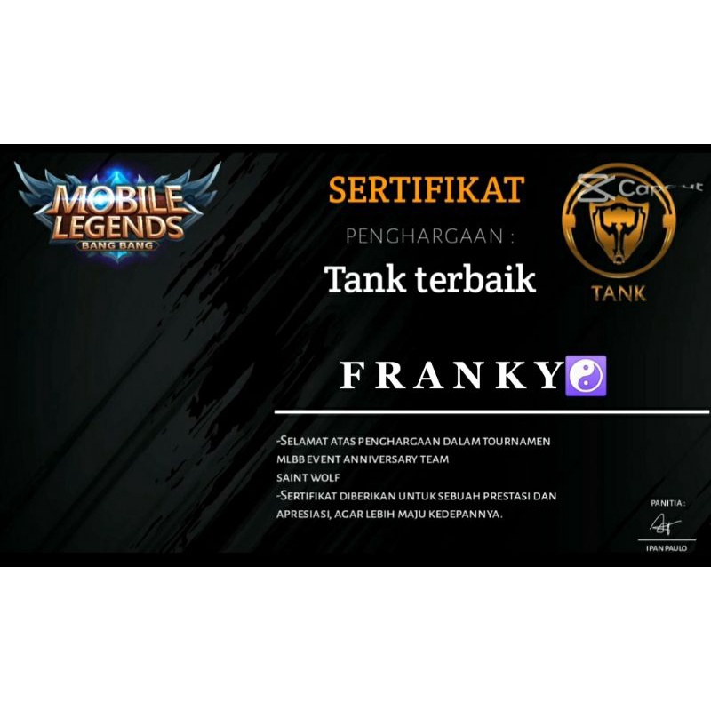 Laminating sertifikat mobile legend