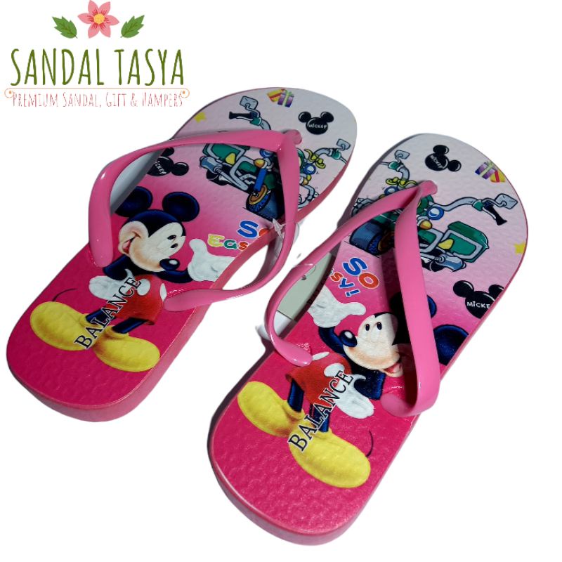 Sandal Jepit Jelly Wanita Import Balance 122-1 Original Flat Korea Karet Teplek Anak Remaja Perempuan Karakter Mickey Lucu Terbaru