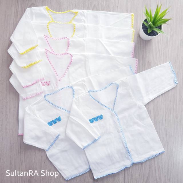 6 Pcs (1/2 Lusin) Baju Bayi Lengan Panjang 0-4 Bulan Boboko POLOS Newborn Baju TANGAN PANJANG