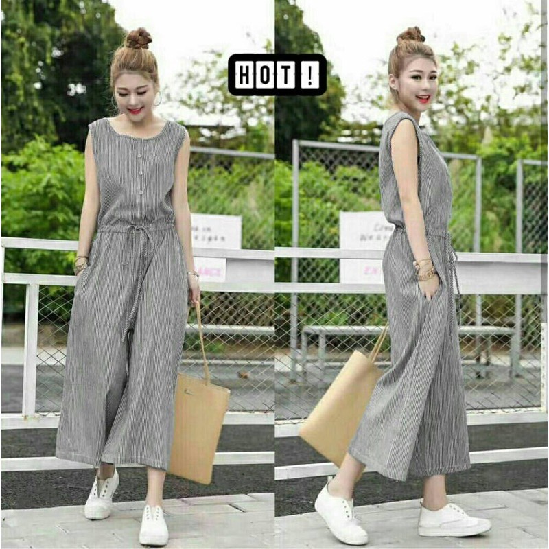 Jamsuit hoty/ jumasuit panjang wanita / jumpsuit striped/ jumsuit kulot