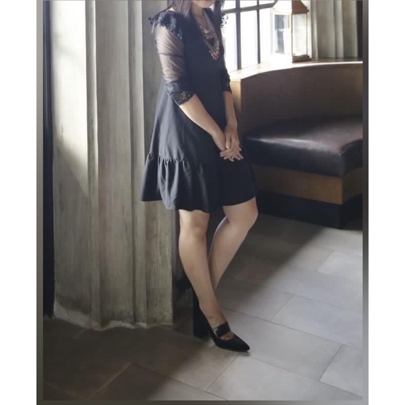 dress pesta midi glamour black allsize