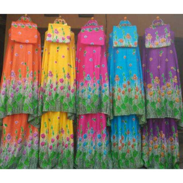 Ecer Grosir Mukena Bali Motif Bunga Warna Ilalang Tabur