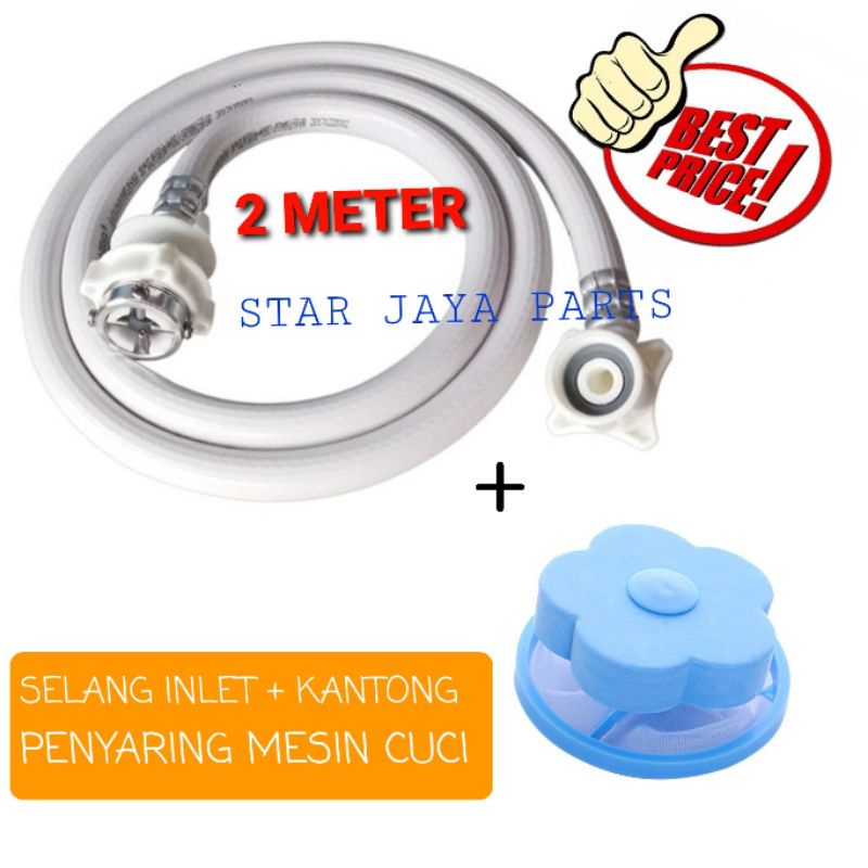 [Set]Selang water inlet 2 meter  + Kantong penyaring mesin cuci otamatis