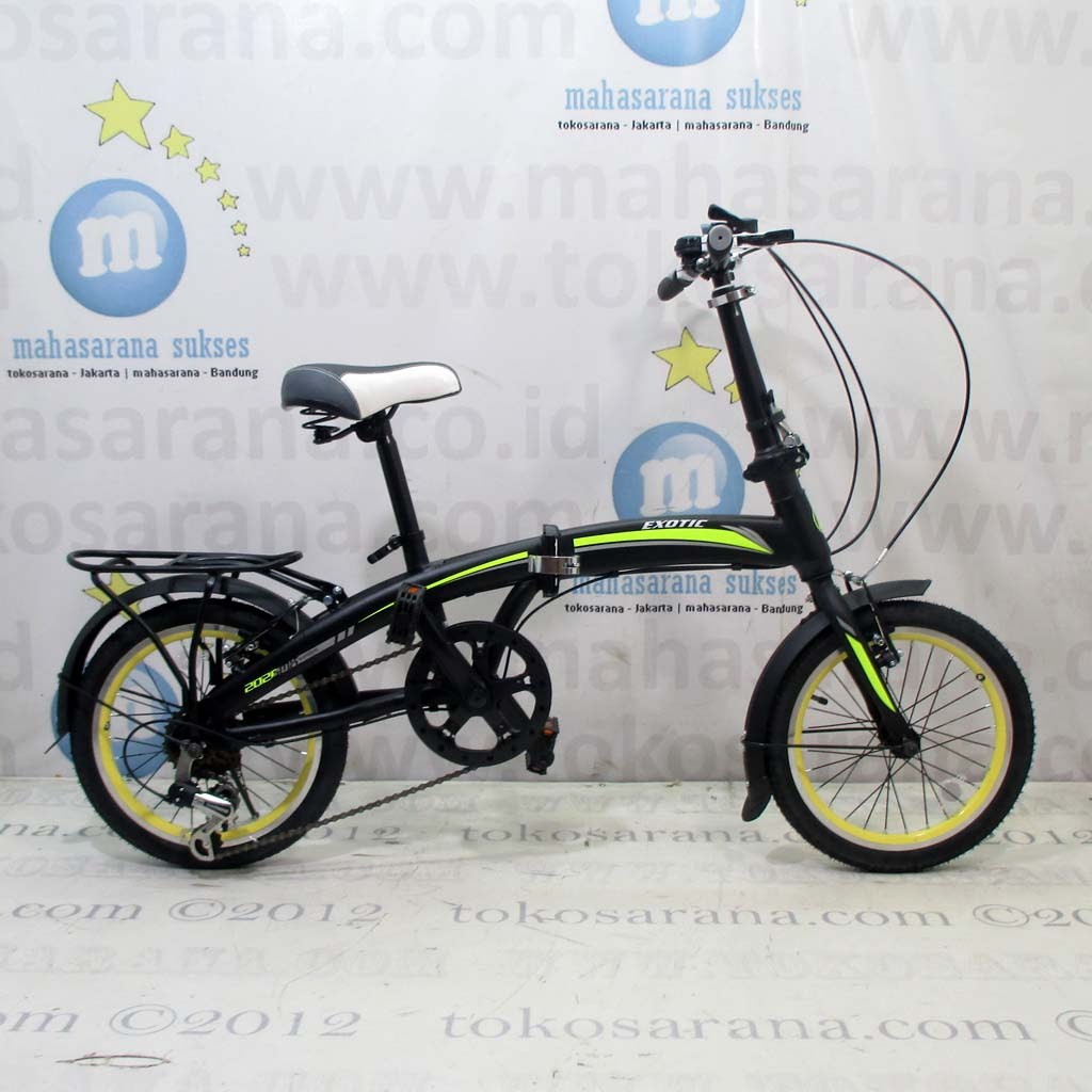 Sepeda Lipat Exotic BB Cartridge Bearing FB Remaja-Dewasa 16 inci Steel 6Sp Folding Bike ET2026MK