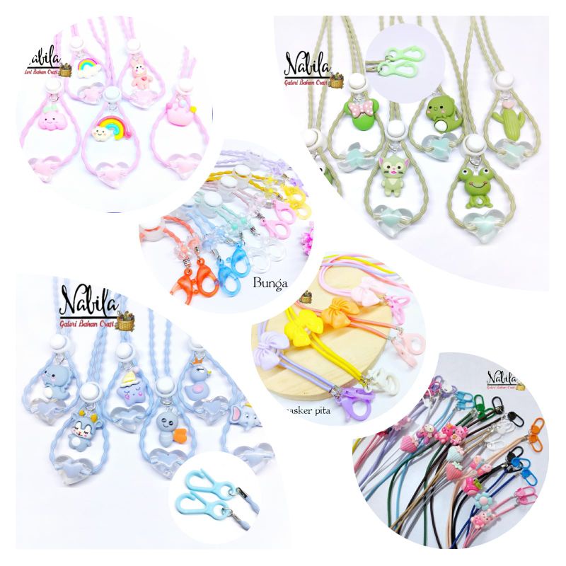 (1pcs) Kalung tali strap masker 2in1|gantungan masker | tali masker hias boneka kerajinan tangan