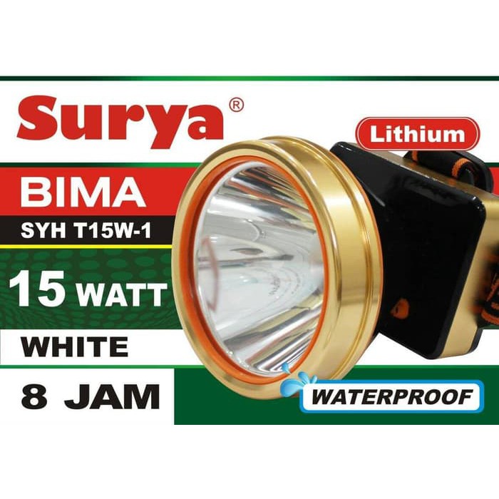 Headlamp Senter Kepala Surya 15w SYH T15W1 BIMA Head Lamp Waterproof Anti Air Water proof T-15W1