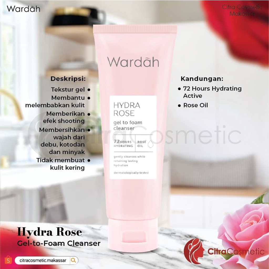 Wardah Hydra Rose Series | Dewy Aqua Day Gel | Moisture Rich Night Gel | Foam Cleanser | Toner