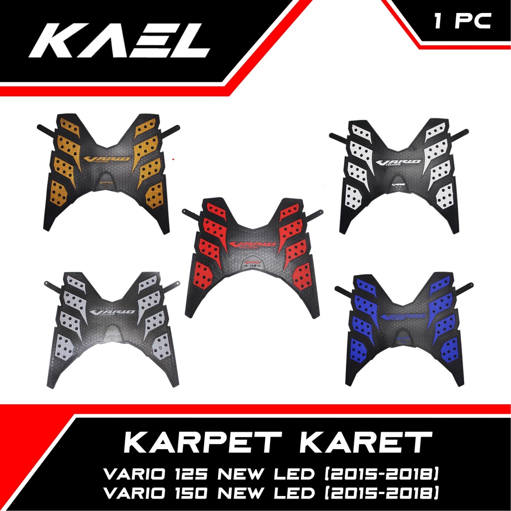 Karpet Karet Honda Vario 125-150 eSP New LED 2015-2016-2017-2018 Keset Pijakan Alas Kaki Motor Merah-Biru-Putih-Abu-Emas-Gold