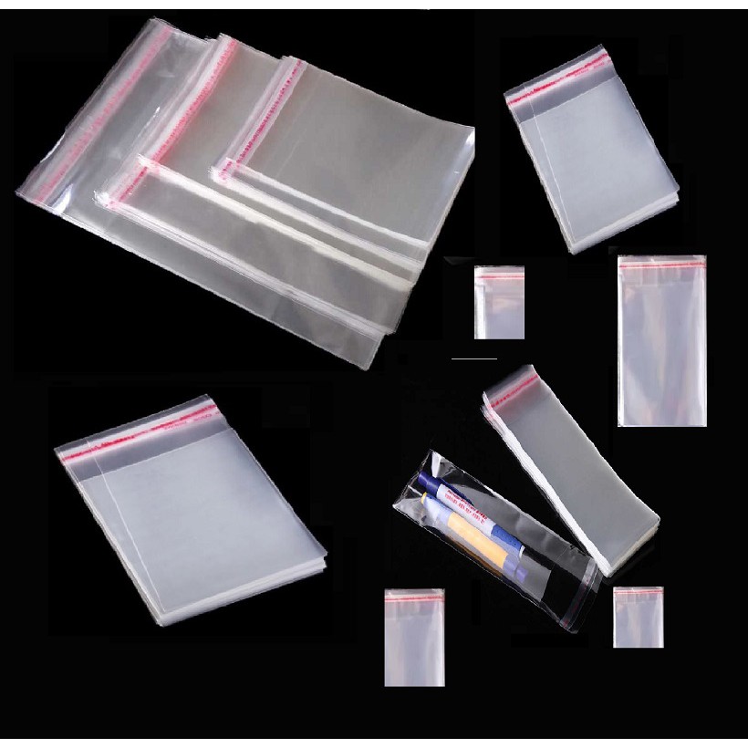 

1Pack Plastik OPP size 15,5cm X 37,5cm tebal 40micron with lem-seal