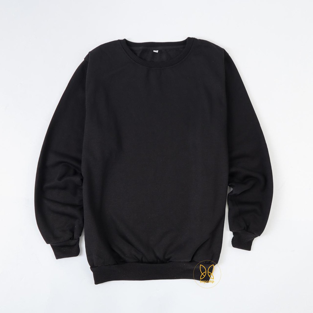 Sweater Polos Crewneck Basic Hitam Unisex Premium Quality Kepomp