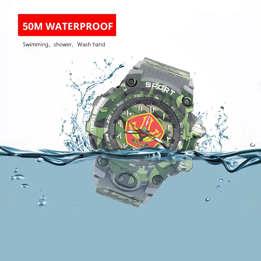 {Istimewa} Jam Tangan BANSER (Nahdlatul Ulama) - Abu-Abu Army Water Resistant