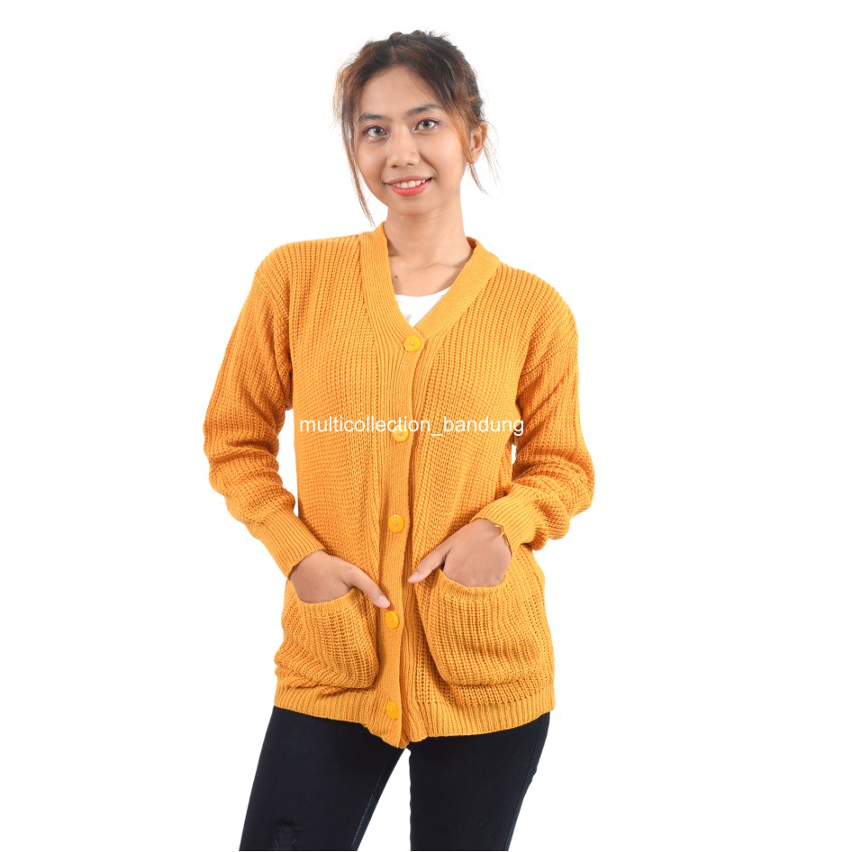MERISSA CARDY PREMIUM KNIT / Cardigan Rajut XL / Merissa Outer Knit / Cardigan Sweater Wanita-mustard