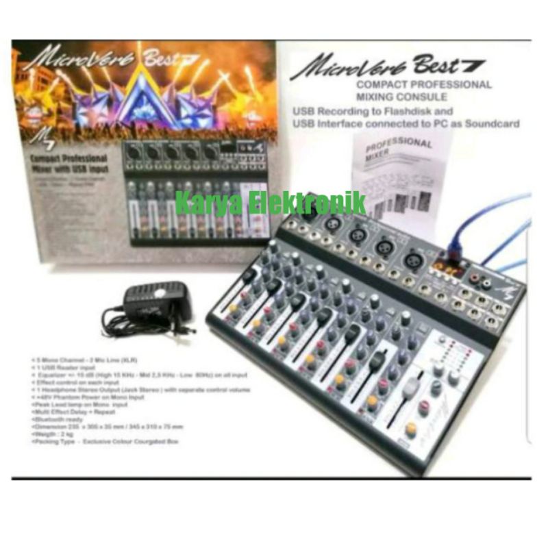 MIXER MICROVERB BEST7 MIXER 7 CHANNEL MICROVERB BEST 7 EFFECT REVERB NEW PRODUK