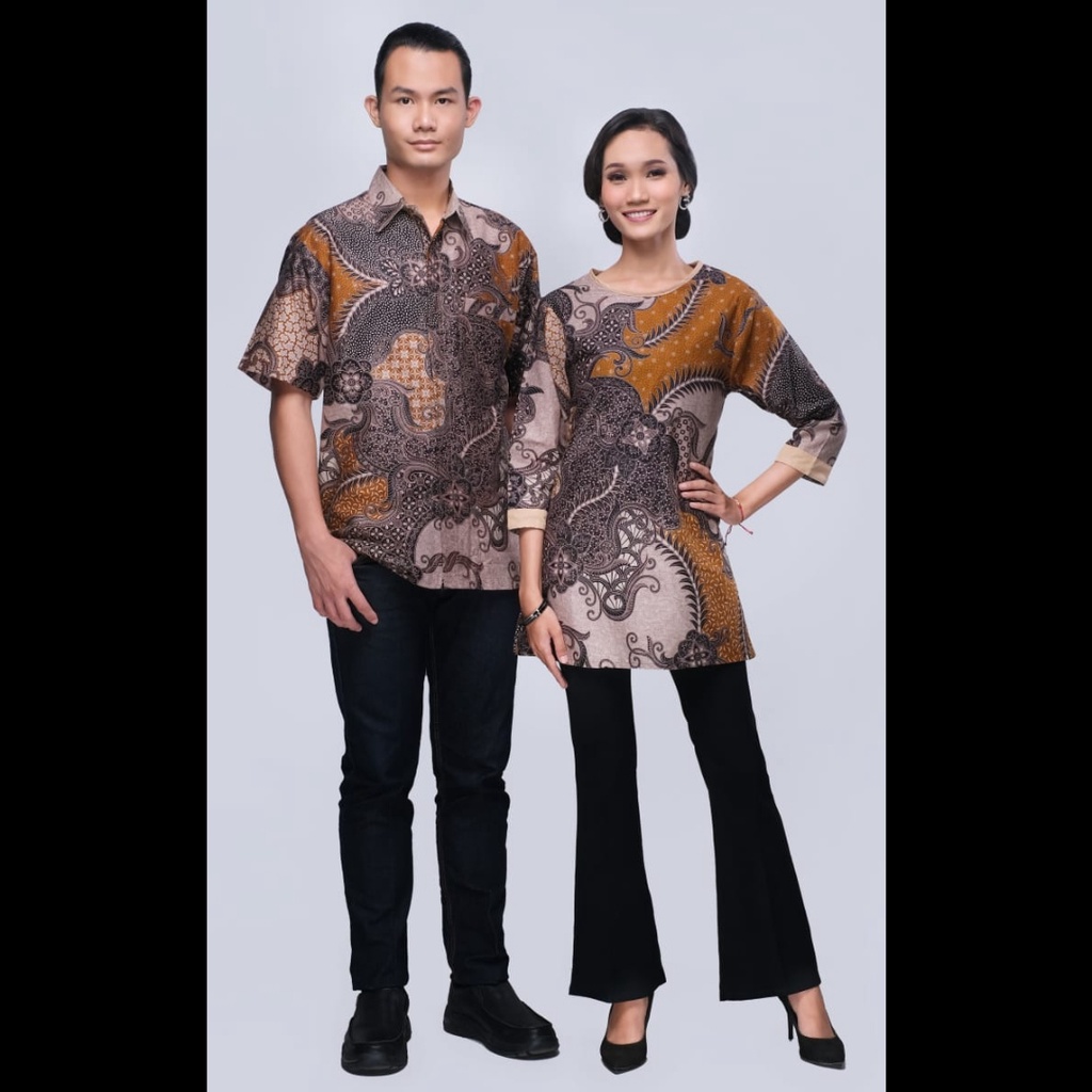 BAJU BATIK COUPLE PASANGAN KELUARGA SARIMBIT KONDANGAN MODERN JUMBO ATASAN WANITA BLOUSE BLUS SOFIA COKLAT KEKINIAN PREMIUM KEMEJA PRIA BIG SIZE COUPEL COPEL KOPEL