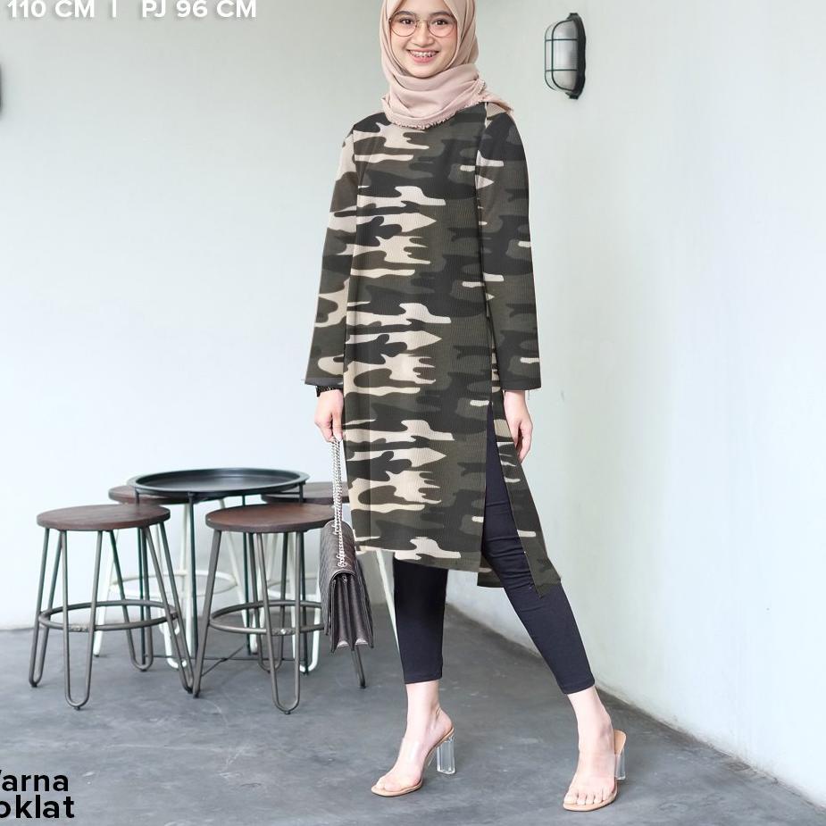 Harga Bersahabat.. Tunik Loreng Army Lengan Panjang SIze XL