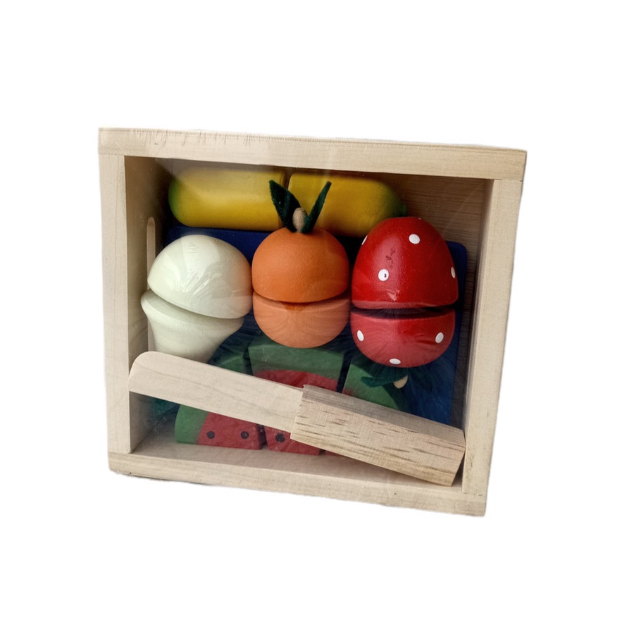 Mainan Anak Edukasi Kayu Buah Potong Wooden Cutting Food Toys Mainan Masak Masakan Anak Perempuan BUAH POTONG KAYU BOX/ Gift Kids Toys