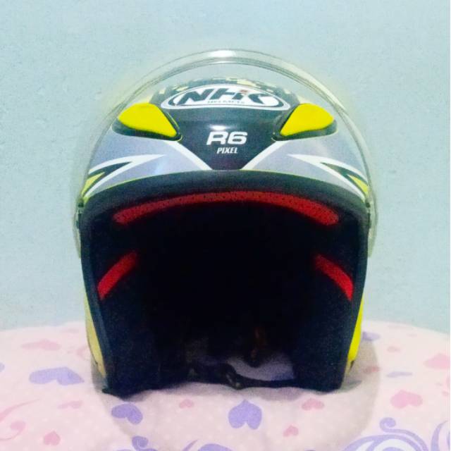 helm nhk r6 half face merah cabe second / bekas murah berkualitas